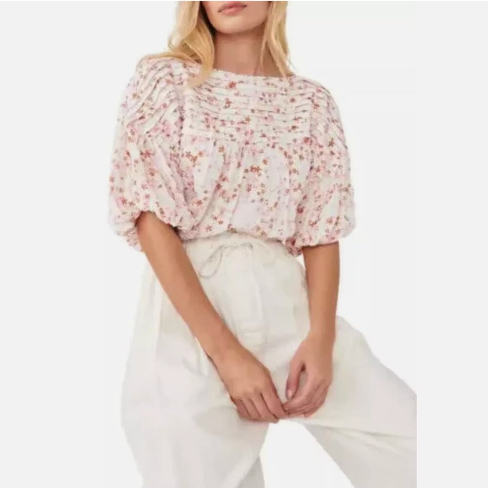 NWT Free People Dessa Woven Floral Bodysuit - Ivory Combo